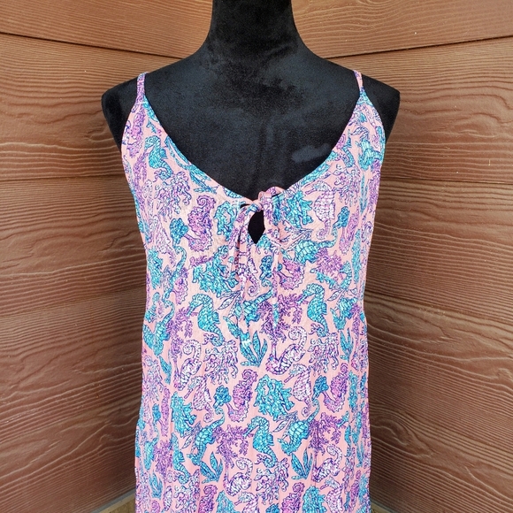 NWT Simply Southern Seahorse Pattern Maxi Dress Size Medium Pink Blue - Picture 10 of 15